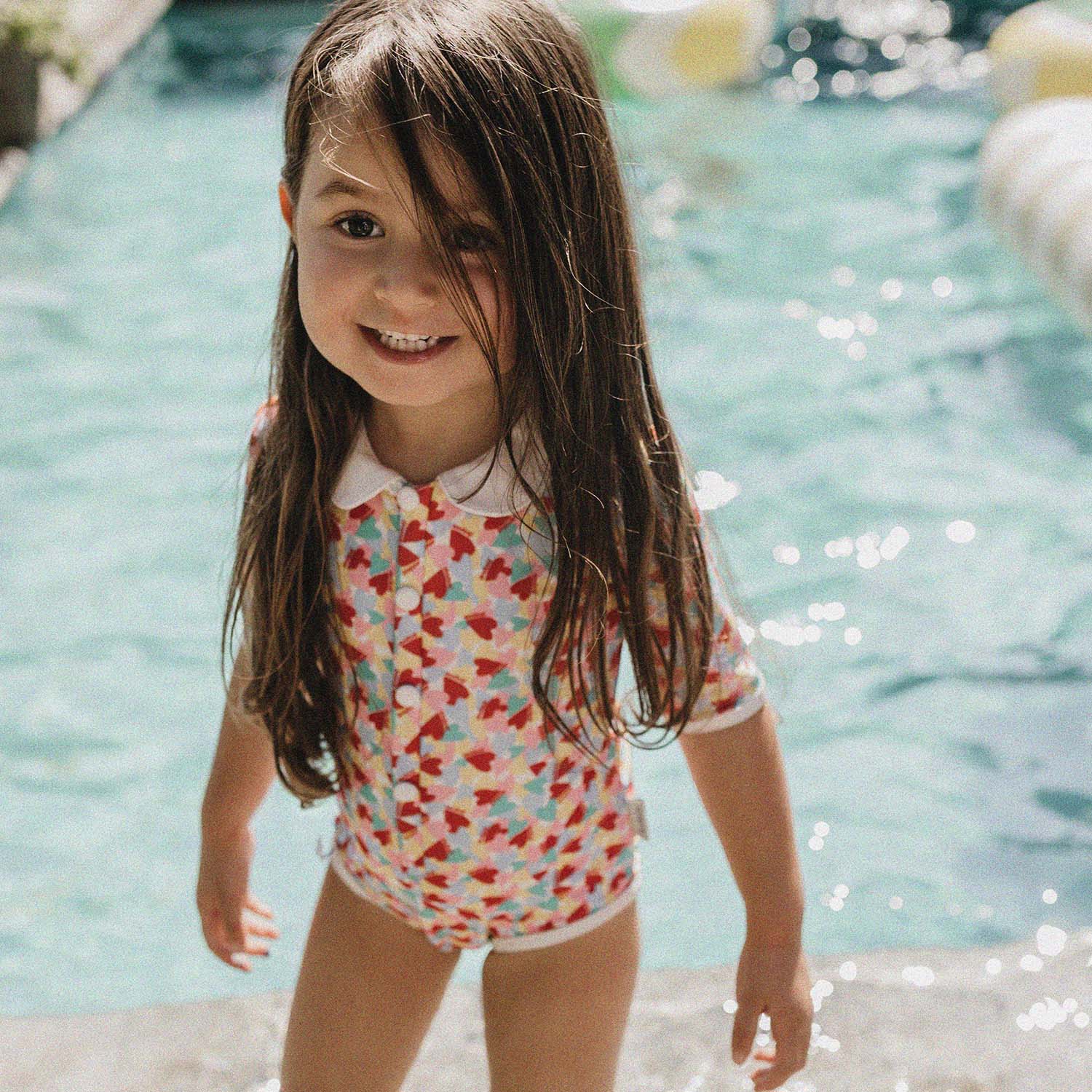 Set of UV Swimsuit and Bermuda Short - Paris Blue