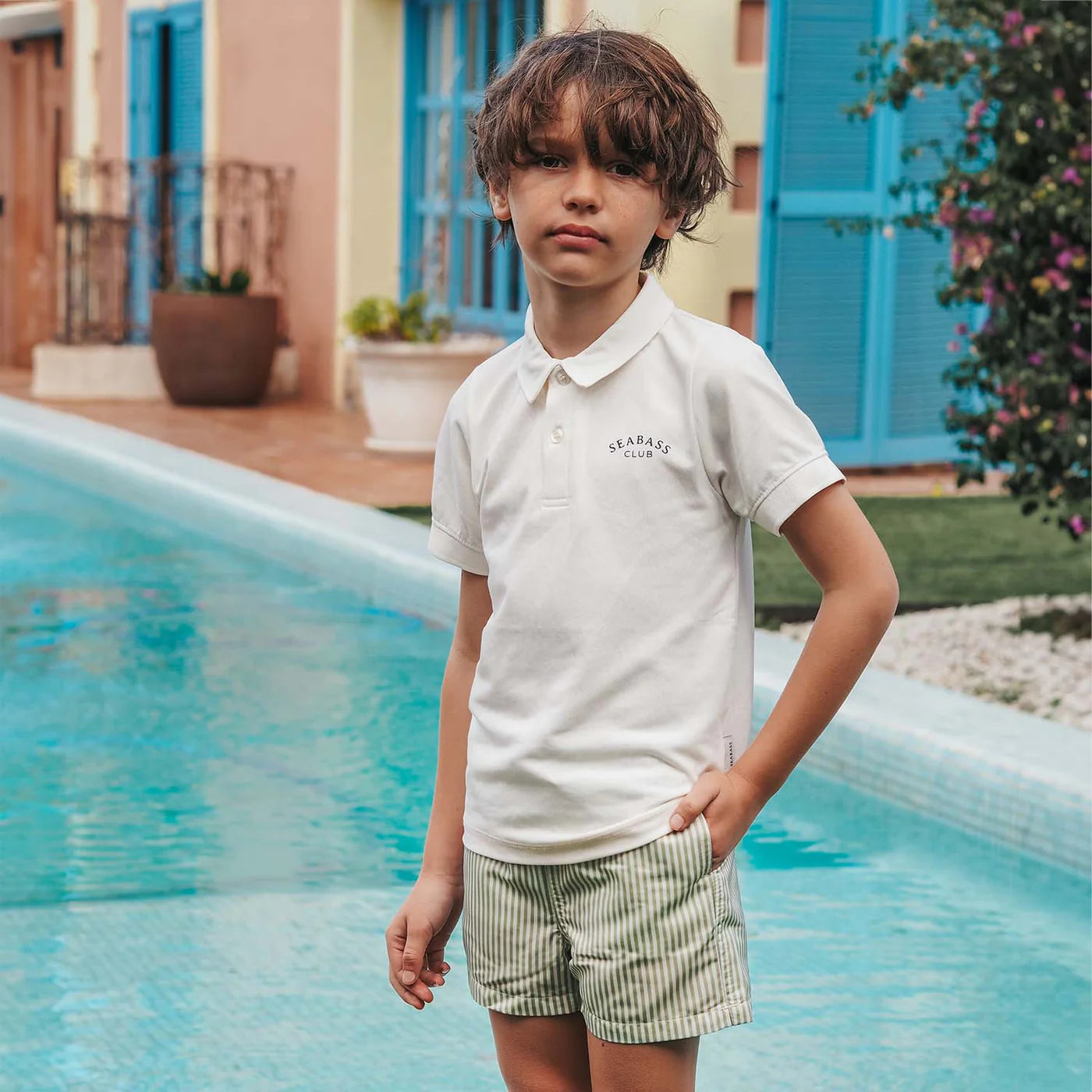 Jongens UV Zwembroek Portofino - groene strepen