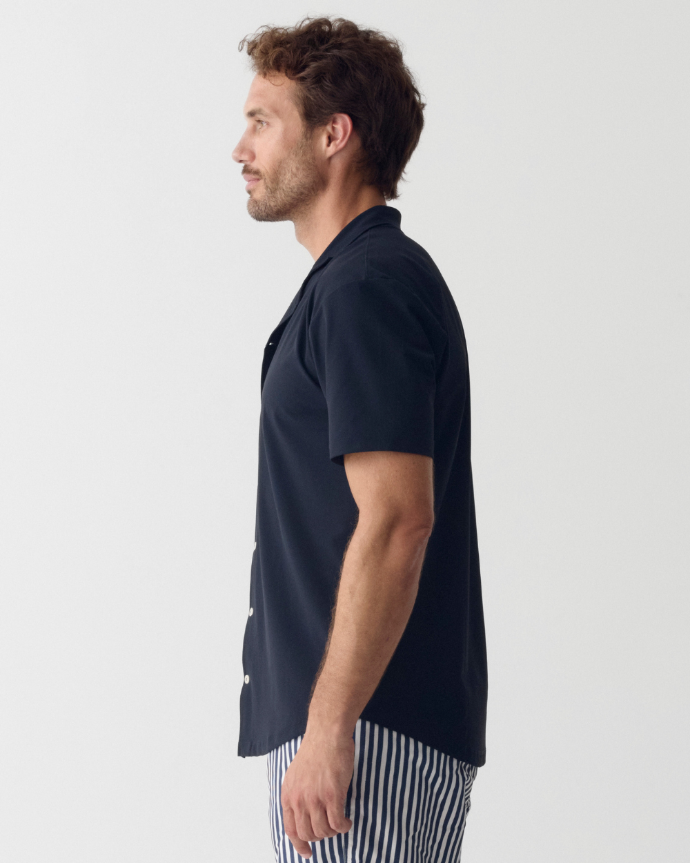 Heren Camp Shirt met UV-bescherming - marineblauw