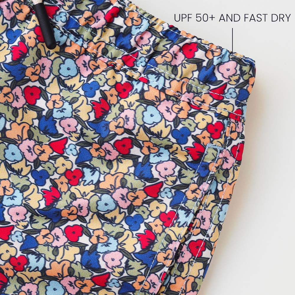 Jongens UV Zwembroek Valencia - meerkleurige bloemen