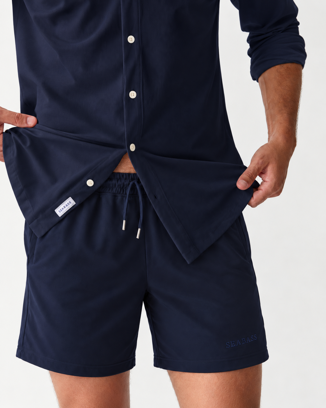 Heren Overhemd met UV-bescherming - marineblauw