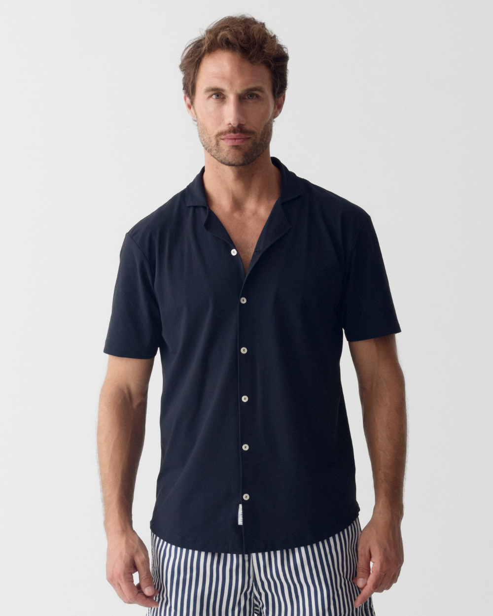 Heren Camp Shirt met UV-bescherming - marineblauw