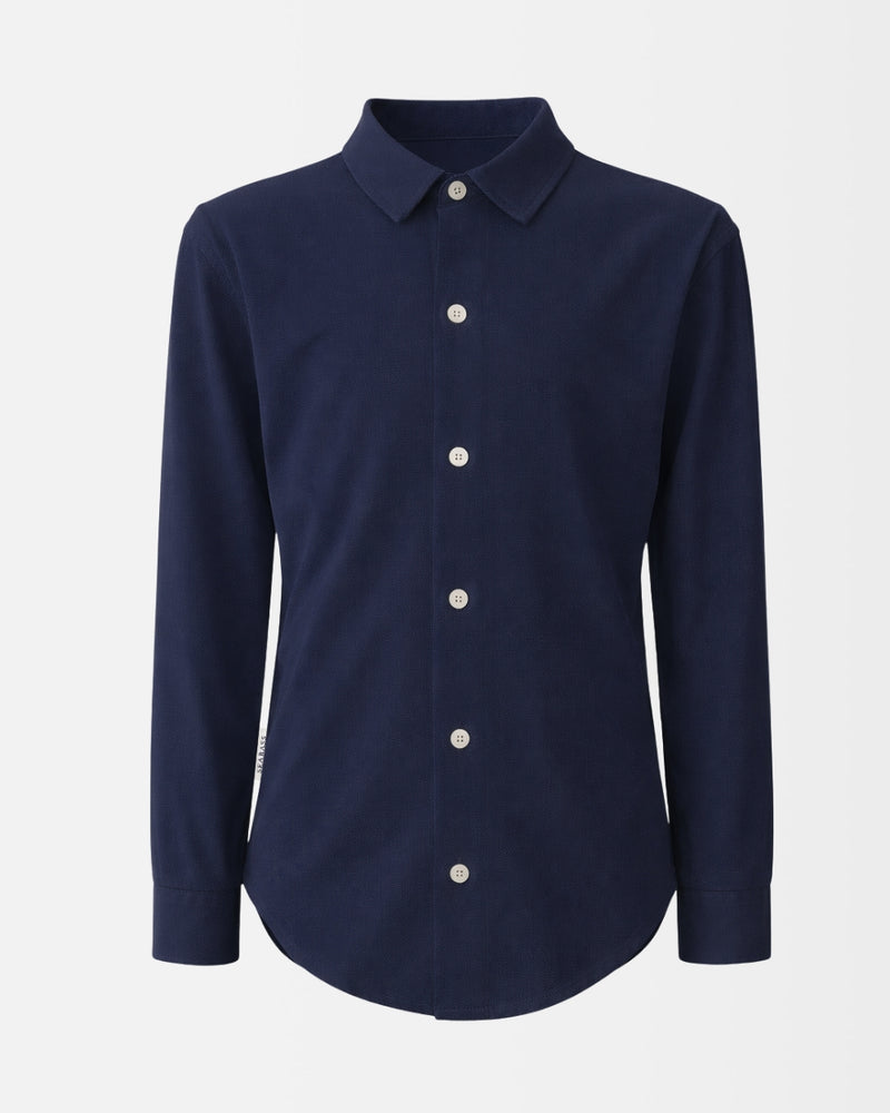 Heren Overhemd met UV-bescherming - marineblauw